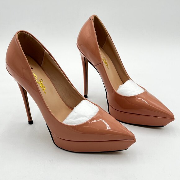 Milooey shoes Nude Pointed Toe Slip On Platform Pumps Sexy High Heels Shoes - Picture 4 of 6